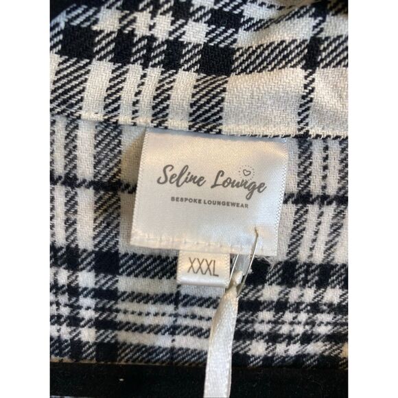 Seline Lounge • BRIDE • Black/White Plaid Flannel Tunic Button-down Ling Sleeve - Picture 3 of 16